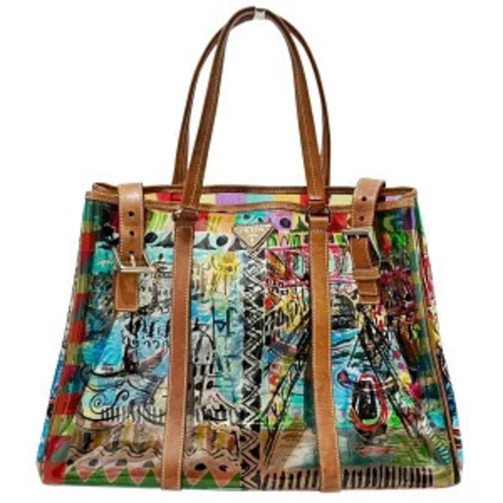 Prada Tote Tessuto Saffiano Bag Venetian Vinyl Leather